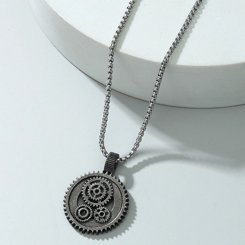 Collar de Colgante de Engranaje Cyberpunk Steampunk para Hombre de Acero Inoxidable Aleación Hueco Hip Hop Joyería Industrial