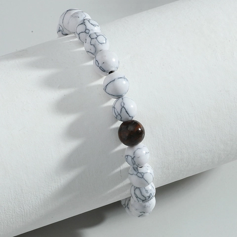 Bracciale Intrecciato in Turchese Bianco Occhio di Tigre Giallo Retrò Semplice Pietra Naturale Regolabile Gioielli per Uomo Donna