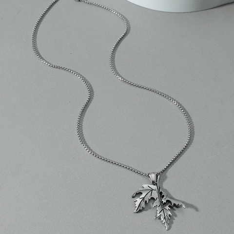 Collar con Colgante de Hoja de Arce de Acero Inoxidable Vintage Joyería Streetwear Hip Hop Punk para Hombre Mujer Cadena de Hoja