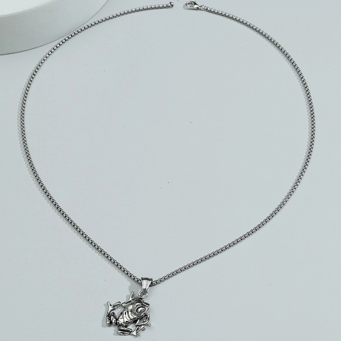 Collar con Colgante de Rana de Acero Inoxidable Retro para Hombre Hip Hop Punk Animal Aleación Joyería Accesorios Regalo