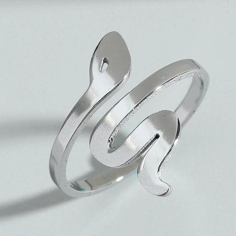 Anillo Abierto de Serpiente de Acero Inoxidable Minimalista para Mujeres Hombres Forma de Animal Ajustable Anillo Pulido Joyería de Moda Regalo