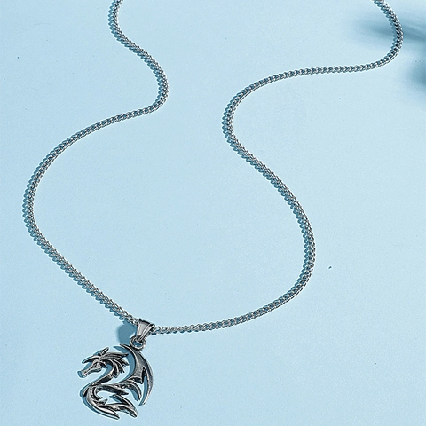 Collar con Colgante de Dragón Volador Gótico Punk Vintage Para Hombres Cadena de Acero Inoxidable Aleación Joyería Animal Retro