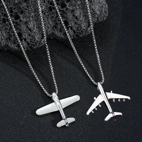 Collana Con Ciondolo Aereo In Lega Minimalista Per Uomo Galvanizzato Stile Hip Hop Punk Moda Catena Per Maglione Gioielli