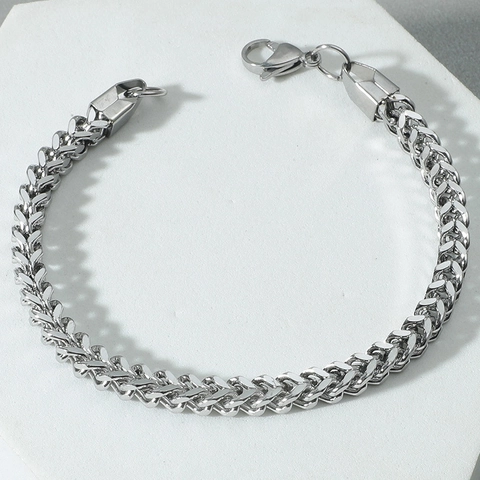 Pulsera de Cadena de Trigo de Acero Inoxidable para Hombre Eslabones Spiga Trenzado Minimalista Punk Joyería Hombre Regalo