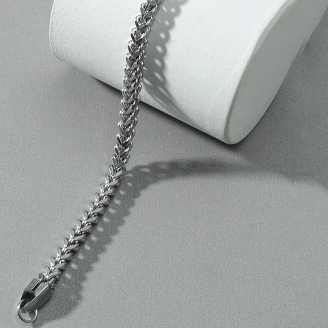 Pulsera de Cadena de Trigo de Acero Inoxidable para Hombre Eslabones Spiga Trenzado Minimalista Punk Joyería Hombre Regalo