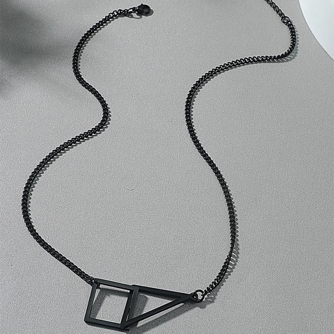 Collar Con Colgante Geométrico de Acero Inoxidable para Hombre Mujer Minimalista Círculo Triángulo Cuadrado Joyería de Moda Hip Hop