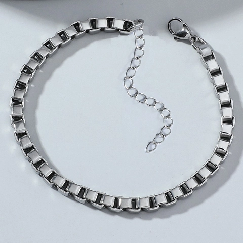 Pulsera de Cadena de Caja de Acero Inoxidable para Hombre Pulsera de Eslabones Venecianos Minimalista Joyería de Mano