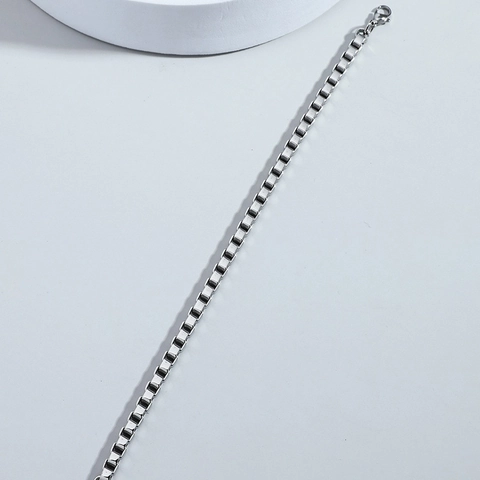 Pulsera de Cadena de Caja de Acero Inoxidable para Hombre Pulsera de Eslabones Venecianos Minimalista Joyería de Mano