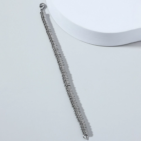 Bracciale da Uomo in Acciaio Inossidabile Personalità Retrò Industriale Multianello Nidificazione Catena Bracciale per Uomo Gioielli