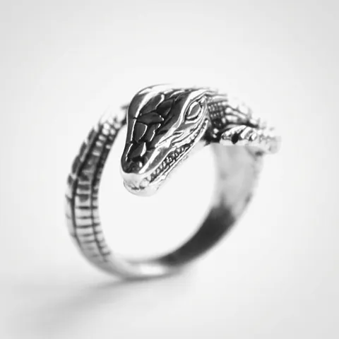 Retro Crocodile Open Ring For Men Women Personalized Adjustable Animal Wrap Ring Antique Gold Silver Alloy Punk Jewelry