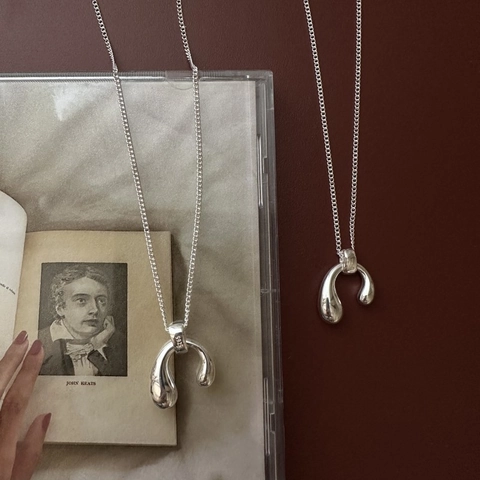 Collana con Pendente a Goccia Liquida Irregolare in Argento Sterling S925 per Donna Gioielli a Catena Semplici Personalizzati