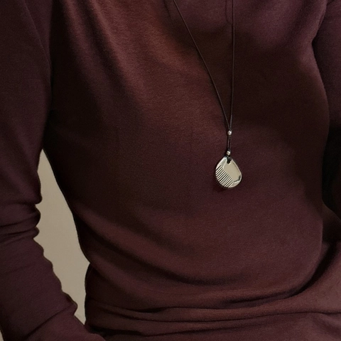 Collana con Ciondolo a Pettine in Argento Sterling 925 Stile Coreano Catena Lunga per Maglione Gioielli Vintage Minimalisti da Donna