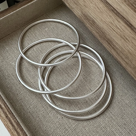 S925 Sterling Silver Minimalist Matte Frosted Bangle For Women Korean Style Simple Plain Circle Fine Bangle Bracelet Jewelry Gift