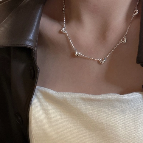 S925 Sterlingsilber Croissant Anhänger Halskette Koreanischer Stil Minimalistische Mode Verstellbare Schlüsselbeinkette Für Damen