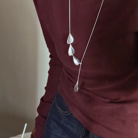 Minimalistische S925 Sterlingsilber Herz Matte Pulloverkette Für Damen Retro Koreanisch Verstellbare Lange Schlangenkette