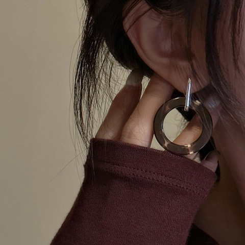 Vintage 925 Sterling Silver Hoop Earrings For Women Korean Style Tortoiseshell Resin Geometric Ear Buckle Fashion Jewelry