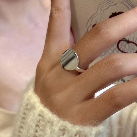 S925 Sterlingsilber Runder Scheibenring Für Damen Vintage Minimalistisch Mattiert Verstellbar Offener Fingerring Schmuck