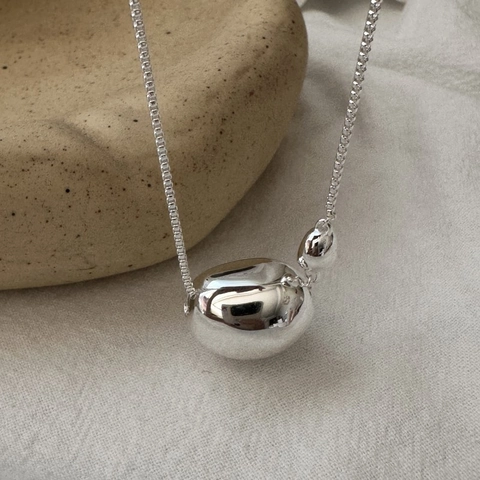 925 Sterling Silver Irregular Bean Pendant Necklace Vintage Minimalist Fashion Long Sweater Chain For Women Jewelry