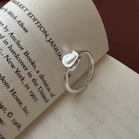 925 Sterling Silver Irregular Liquid Metal Ring For Women Minimalist Lava Design Open Adjustable Finger Ring Jewelry Gift