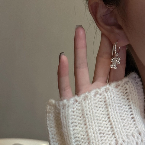 Pendientes Largos Racimo de Uvas de Plata de Ley 925 Estilo Minimalista Vintage INS Joyas de Plata para Mujer Accesorios Moda