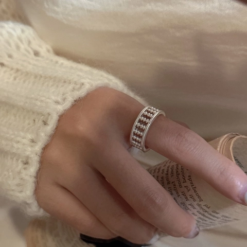 Anello Aperto Abaco in Argento Sterling S925 Vintage per Donna Design Tradizionale Cinese Gioielli Retro Regolabili