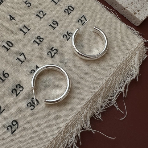 Pendientes de Aro Huecos Geométricos de Plata de Ley 925 Minimalista Estilo Coreano Retro Diseño Cuadrado Joyería Mujer
