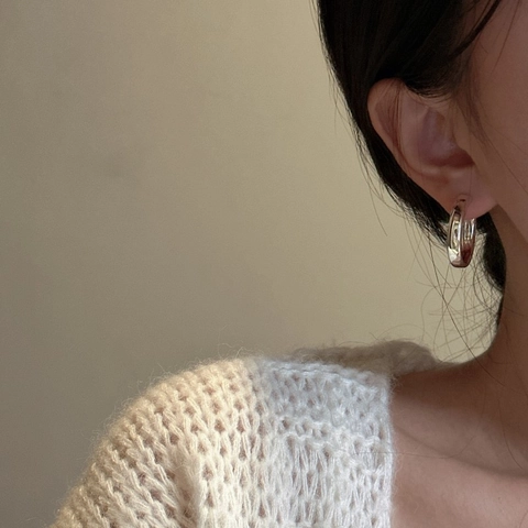 Pendientes de Aro Huecos Geométricos de Plata de Ley 925 Minimalista Estilo Coreano Retro Diseño Cuadrado Joyería Mujer