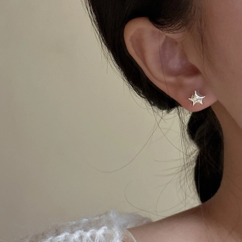 Boucles d'Oreilles Clous Étoile en Argent Sterling S925 pour Femmes Boucles d'Oreilles Étoile Géométrique Minimaliste Bijoux
