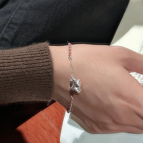 925 Sterling Silver Gourd Red Rope Bracelet For Women Lucky Charm Chinese Style Handwoven Adjustable Jewelry Gift Accessories