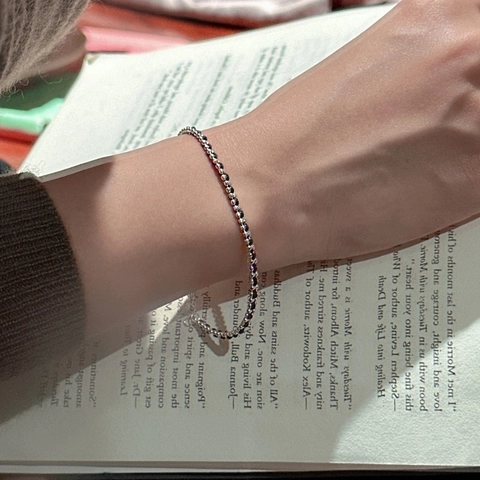 925 Sterlingsilber Koreanisches Geflochtenes Seil Armband Minimalistische Metallperlen Retro Verstellbare Handschmuck Für Damen