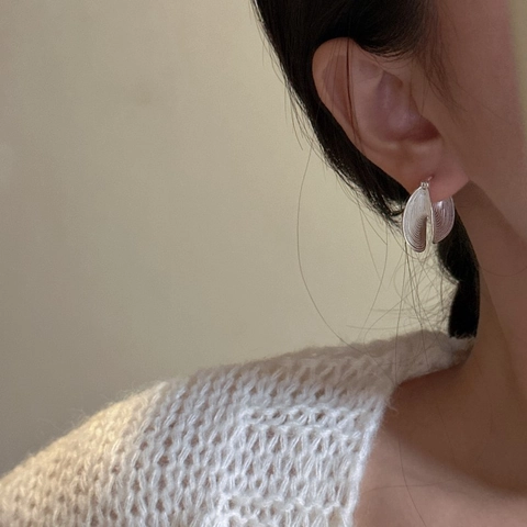 Orecchini a Cerchio in Argento Sterling 925 Testurizzati per Donna Minimalista Ondulato Geometrico Vintage Stile INS Gioielli Argento