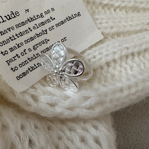 S925 Sterling Silver Braided Flower Open Adjustable Ring Vintage Minimalist Jewelry Gift For Women Silver Finger Ring