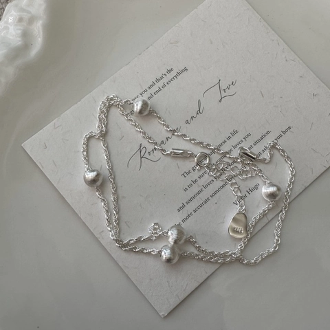 925 Sterling Silver Twist Rope Chain Necklace For Women Retro Minimalist INS Style Frosted Beads Clavicle Chain Jewelry Gift