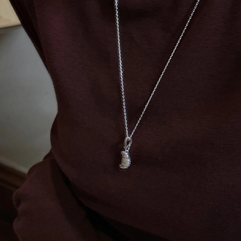 Collana con Ciondolo Croissant in Argento Sterling 925 per Donna Design di Nicchia Vintage Ciondolo a Forma di Cibo