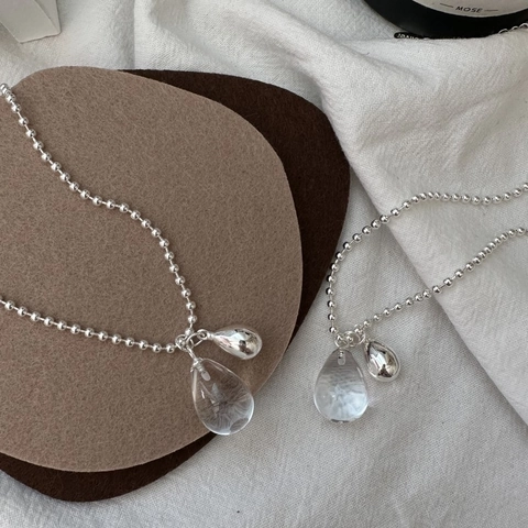 Minimalista Collana Con Doppio Ciondolo a Goccia in Argento Sterling 925 e Cristallo Artificiale per Donna Gioielli Stile INS Retrò