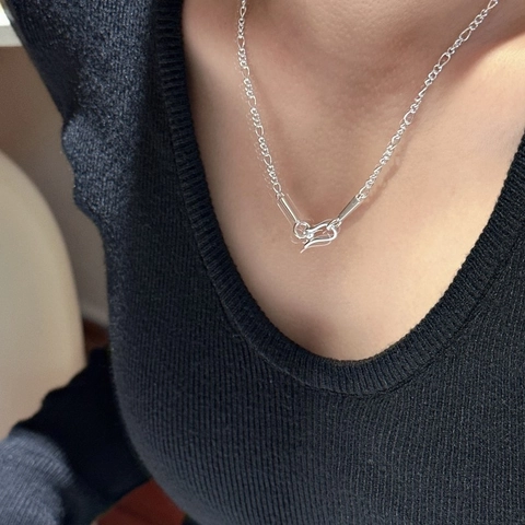 Minimalist 925 Sterling Silver Figaro Chain Necklace For Women Vintage S-Hook Clasp Clavicle Chain Fashion Jewelry