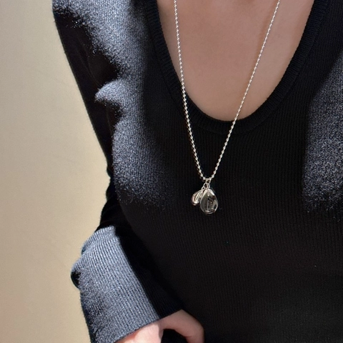 Minimalista Collana Con Doppio Ciondolo a Goccia in Argento Sterling 925 e Cristallo Artificiale per Donna Gioielli Stile INS Retrò