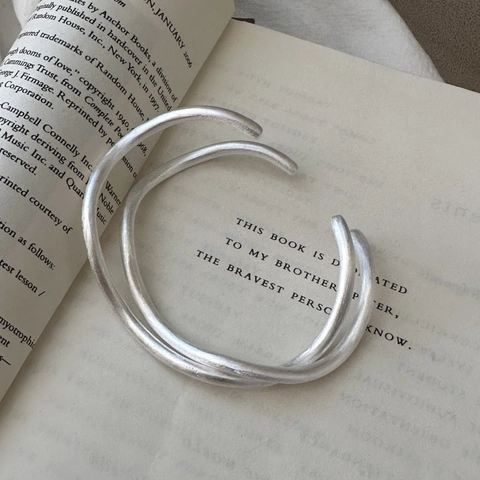 925 Sterling Zilver Golftextuur Geborstelde Armring Retro Minimalistisch Onregelmatig Open Armband Vrouwen Sieraden