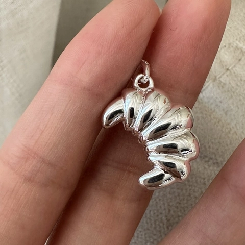 Minimalistische 925 Sterlingsilber Croissant Anhänger Halskette Für Damen Französische Vintage Galvanisiert Stereo Gefaltet Brot Form Silber Halsschmuck