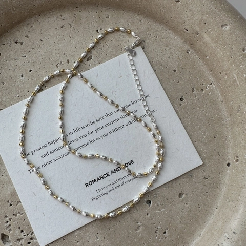 925 Sterling Zilveren Kralenketting Goud Zilver Tweekleurig Minimalistisch Ins Stijl Sieraden Voor Vrouwen Ketting
