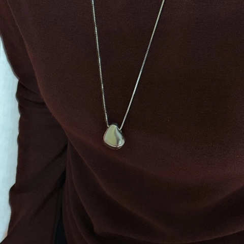 Collier Pendentif Cœur Haricot Mat Minimaliste en Argent Sterling 925 pour Femme Chaîne Vénitienne Bijoux Quotidiens Cadeau