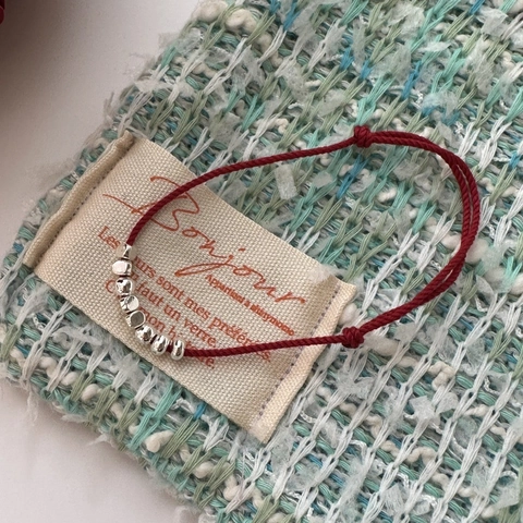 Bracciale Minimalista in Argento Sterling 925 con Corda Rossa per Donna Braccialetto Intrecciato a Mano Regolabile Regalo