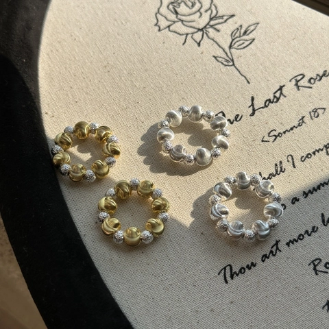 Anillo de Cuentas de Plata de Ley 925 para Mujer Artesanía CNC Anillo Elástico Ajustable Joyería de Dedo Minimalista Cuenta de Ojo de Gato