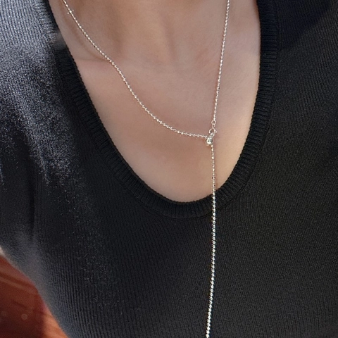 925 Sterlingsilber Minimalistische Perlenkette Für Damen Y-Form Verstellbare Lange Pulloverkette Koreanischer Stil Schmuck