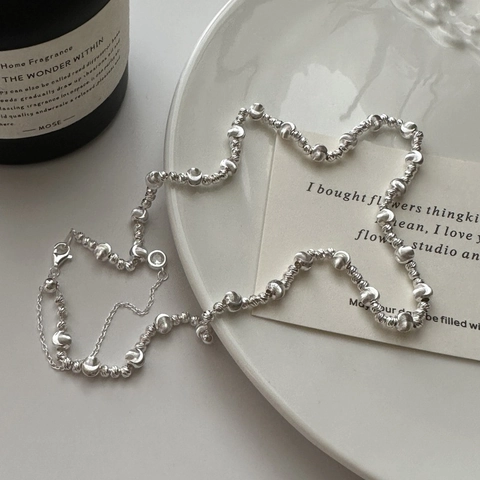 925 Sterlingsilber Perlenkette Halskette Für Damen Koreanische Nische Design Strass Runder Anhänger Minimalist Schmuck Geschenk