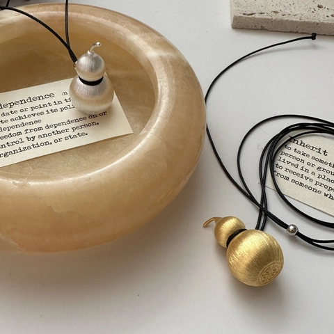 925 Sterlingsilber Wu Lou Flaschenkürbis Anhänger Halskette Gebürstet Minimalistisch Zen Stil Pulverkette Damen Schmuck