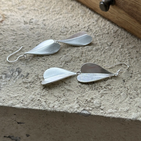 Orecchini a Lobo a Cuore Opaco in Argento Sterling S925 Minimalisti Vintage Geometrici Irregolari per Donna Gioielli