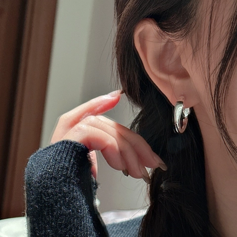 Orecchini a Cerchio in Argento Sterling S925 per Donna Design Geometrico Minimalista Stile INS Accessori per Gioielli alla Moda