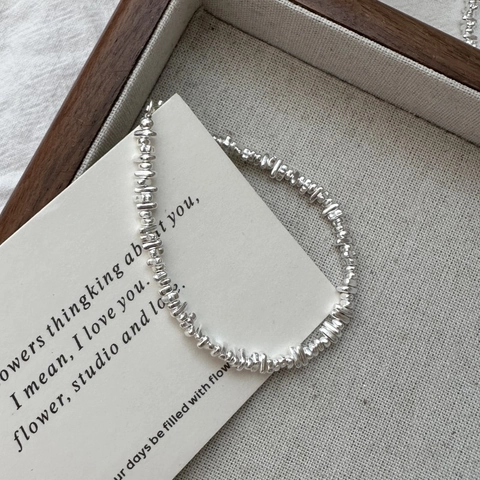 S925 Sterling Silber Unregelmäßiges Nugget Armband Für Damen Minimalistischer Koreanischer Stil Einfache Silberne Perle Schmuck Geschenk