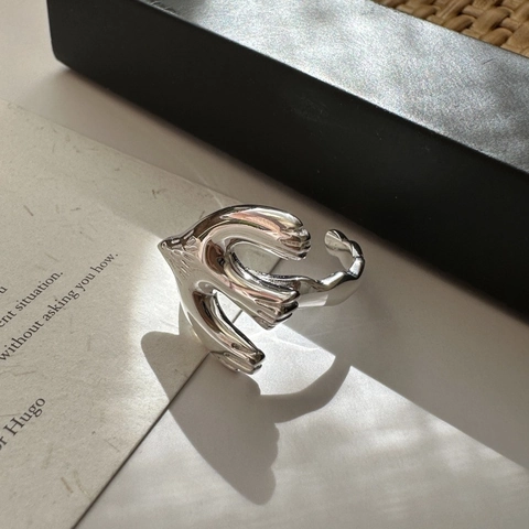925 Sterlingsilber Offener Ring Für Damen Verstellbar Abstrakt Friedenstaube Fliegende Schwalbe Flügel Minimalist Schmuck